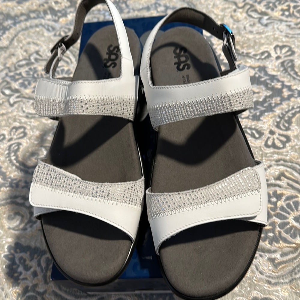 SAS white sandals.  Never worn.  Leather